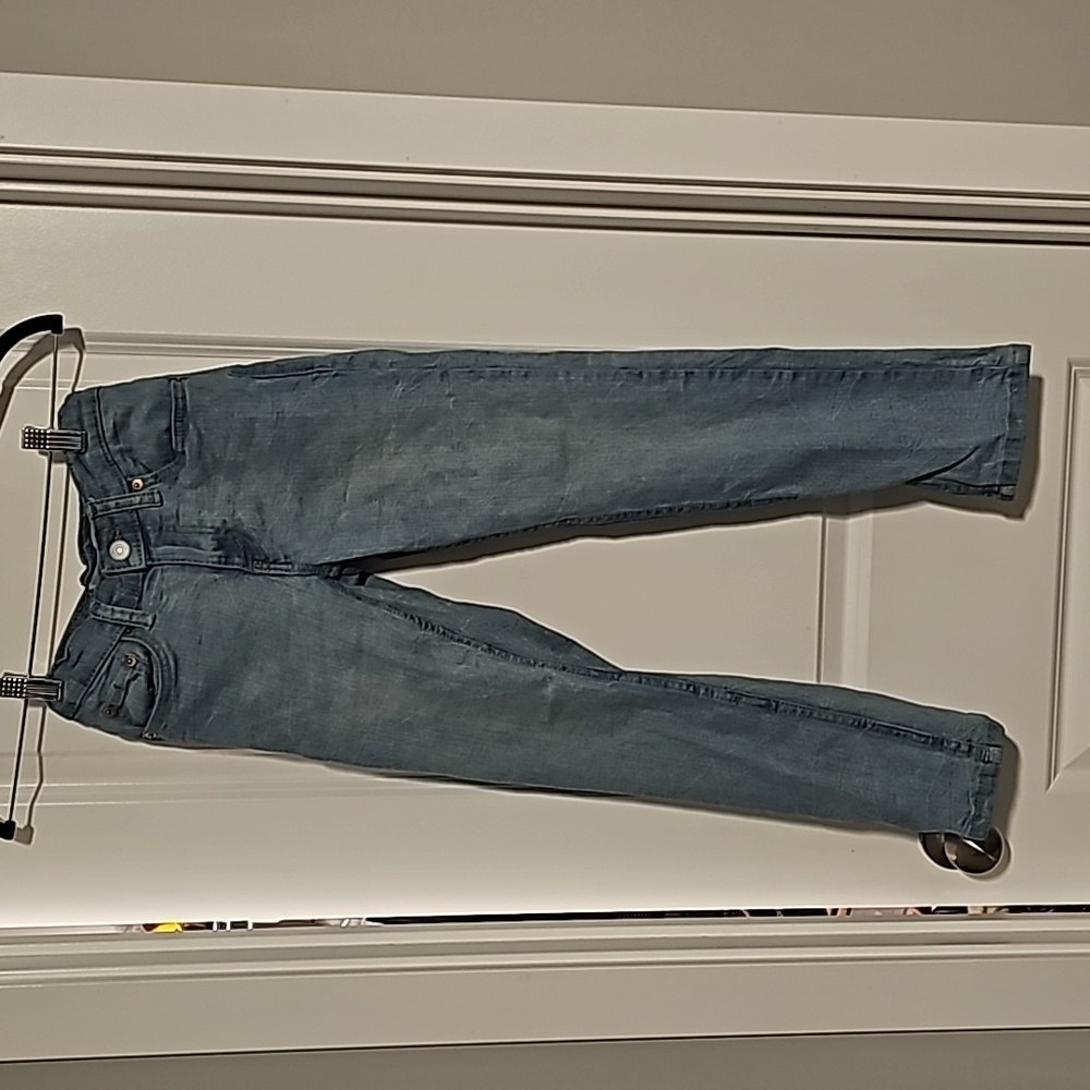 Levi's 502 light wash taper down Size 8 Reg inside adjustable elastic waist VGUC
